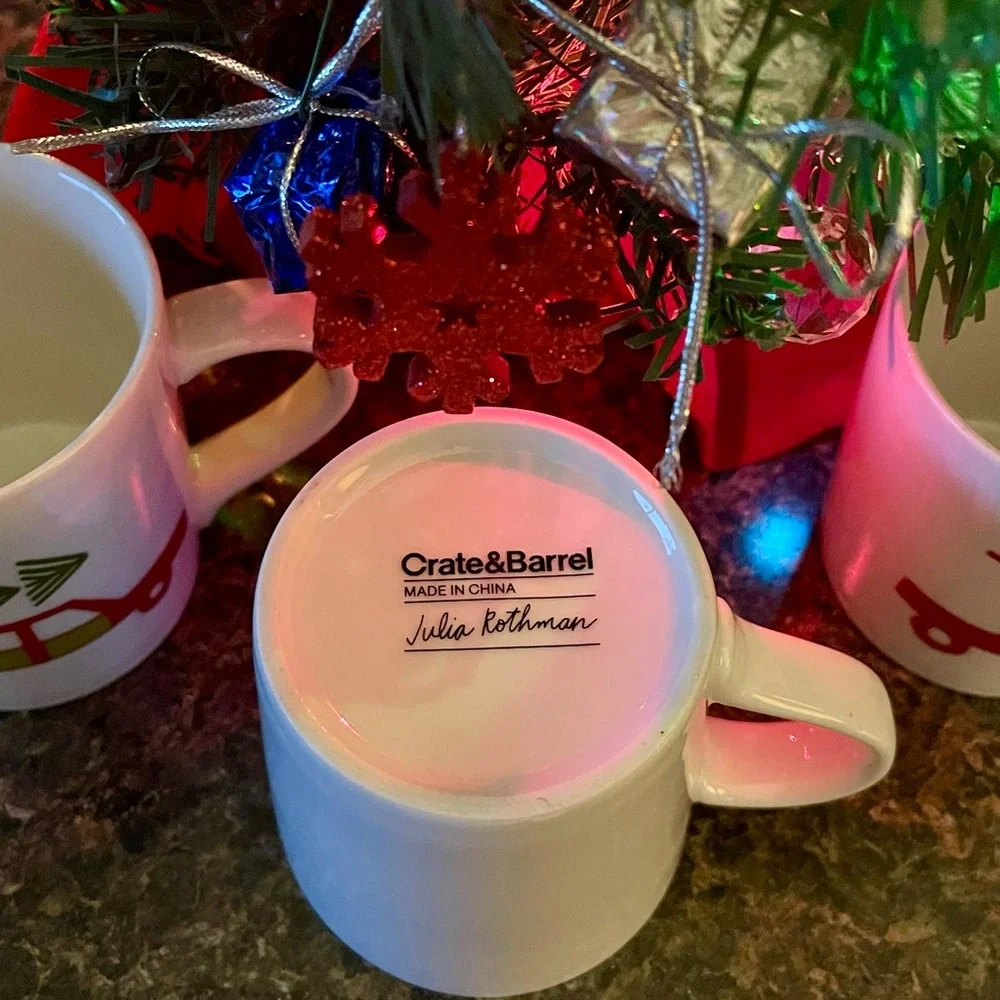 5 Crate&Barrel “Yule Tree” Holiday Mugs